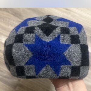 Vivienne Westwood Blue, Gray, Black Wool Beret